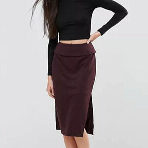 Finders Keepers Be Still Peplum Waist Side Slits Midi Skirt Size S
